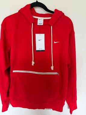 Nike Red Hoodie with White Swoosh and Drawcords